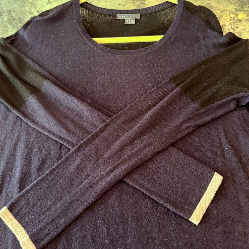 Vince Color Block Sweater, navy blue and black